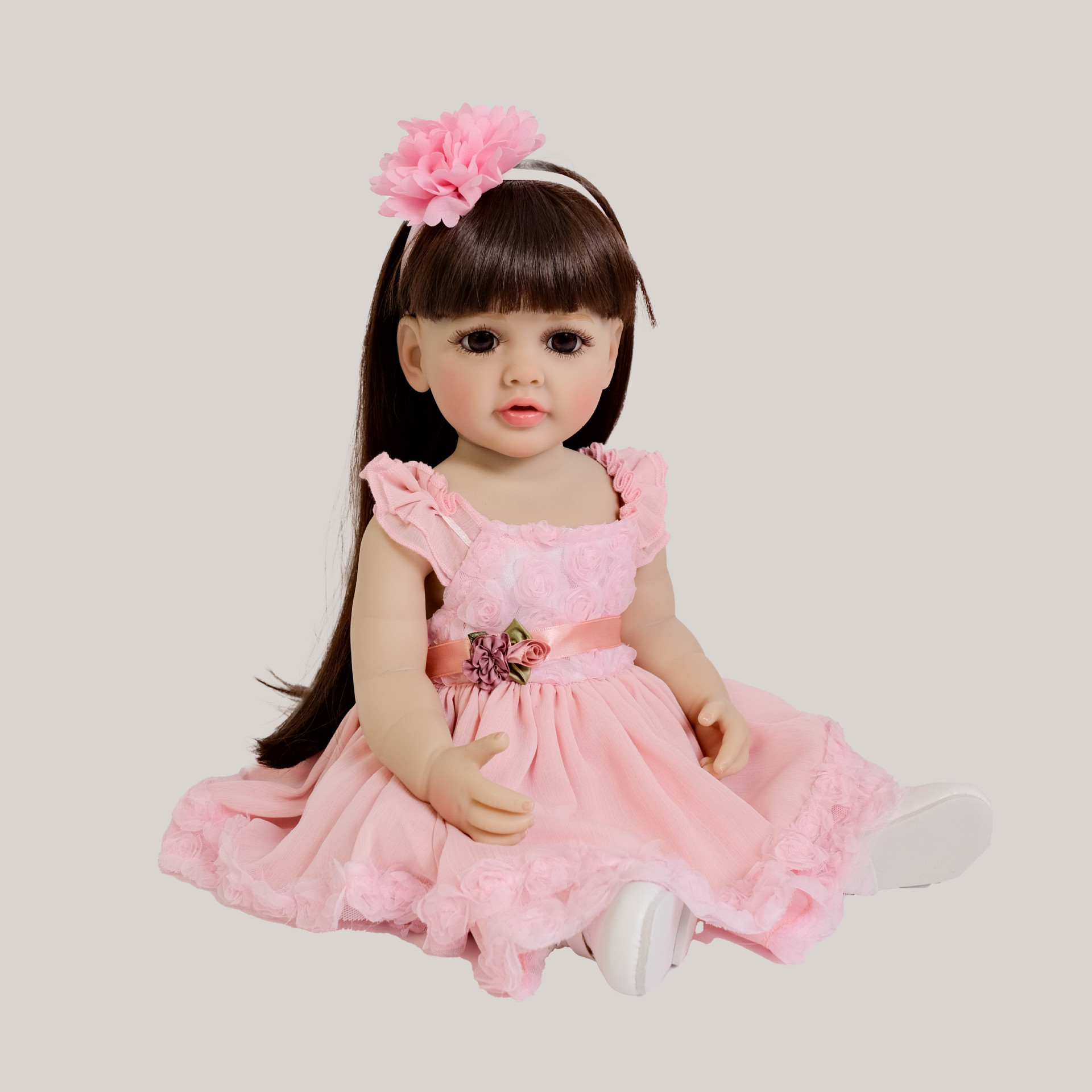 Kids Ethnic Fashion - Śliczna 55 cm Długie Włosy Różowa