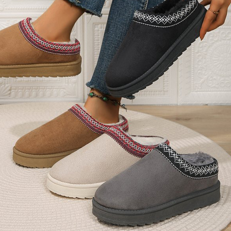 Ethnic Fashion Online - Damskie śniegowce, wsuwane, z wełną, ciepłe,