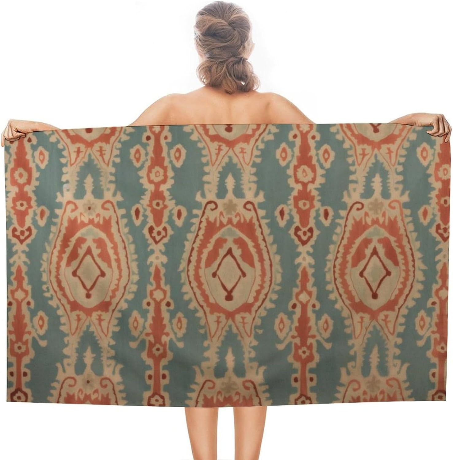 Ikat Woven Fabric - Ręczniki plażowe z wzorami, chłonne, kompaktowe,