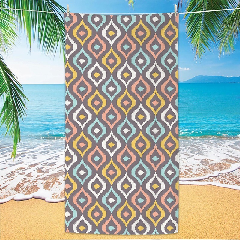 Ikat Woven Fabric - Vintage etniczny ręcznik kąpielowy Ikat z